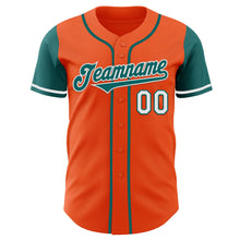 Load image into Gallery viewer, Custom Orange Teal-White Authentic Two Tone Baseball Jersey