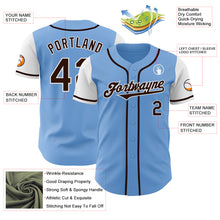 Load image into Gallery viewer, Custom Light Blue Brown-White Authentic Two Tone Baseball Jersey