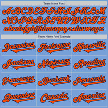 Load image into Gallery viewer, Custom Light Blue Orange-Navy Authentic Two Tone Baseball Jersey