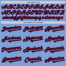 Load image into Gallery viewer, Custom Light Blue Navy-Red Authentic Two Tone Baseball Jersey