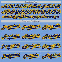 Load image into Gallery viewer, Custom Light Blue Navy-Gold Authentic Two Tone Baseball Jersey