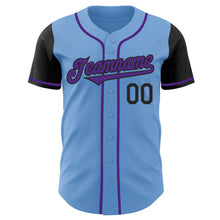 Load image into Gallery viewer, Custom Light Blue Purple-Black Authentic Two Tone Baseball Jersey