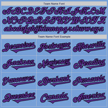 Load image into Gallery viewer, Custom Light Blue Purple-Black Authentic Two Tone Baseball Jersey