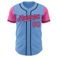 Load image into Gallery viewer, Custom Light Blue Pink-Black Authentic Two Tone Baseball Jersey