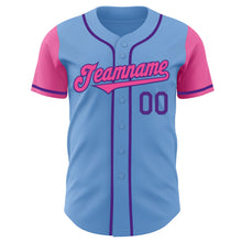 Load image into Gallery viewer, Custom Light Blue Pink-Purple Authentic Two Tone Baseball Jersey