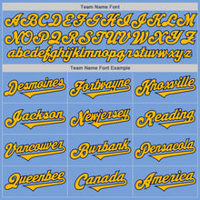 Load image into Gallery viewer, Custom Light Blue Gold-Navy Authentic Two Tone Baseball Jersey