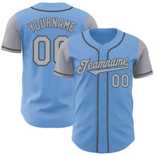 Load image into Gallery viewer, Custom Light Blue Gray-Steel Gray Authentic Two Tone Baseball Jersey
