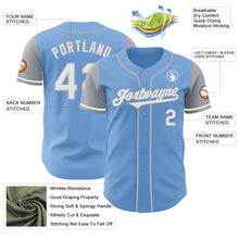 Load image into Gallery viewer, Custom Light Blue White-Gray Authentic Two Tone Baseball Jersey