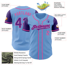 Load image into Gallery viewer, Custom Light Blue Purple-Pink Authentic Two Tone Baseball Jersey