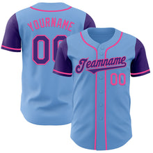 Load image into Gallery viewer, Custom Light Blue Purple-Pink Authentic Two Tone Baseball Jersey