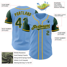 Load image into Gallery viewer, Custom Light Blue Green-Gold Authentic Two Tone Baseball Jersey