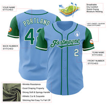 Load image into Gallery viewer, Custom Light Blue Kelly Green-White Authentic Two Tone Baseball Jersey