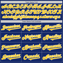 Load image into Gallery viewer, Custom Royal Yellow-White Authentic Two Tone Baseball Jersey