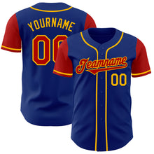 Load image into Gallery viewer, Custom Royal Red-Gold Authentic Two Tone Baseball Jersey
