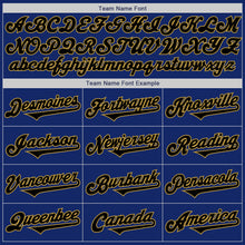Load image into Gallery viewer, Custom Royal Black-Old Gold Authentic Two Tone Baseball Jersey