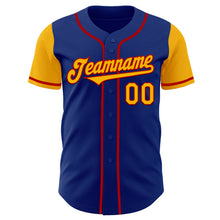 Load image into Gallery viewer, Custom Royal Gold-Red Authentic Two Tone Baseball Jersey