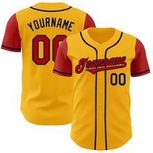 Load image into Gallery viewer, Custom Gold Red-Navy Authentic Two Tone Baseball Jersey