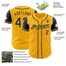 Load image into Gallery viewer, Custom Gold Navy Authentic Two Tone Baseball Jersey