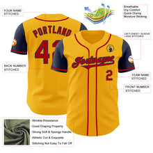 Load image into Gallery viewer, Custom Gold Red-Navy Authentic Two Tone Baseball Jersey