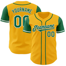 Load image into Gallery viewer, Custom Gold Kelly Green-White Authentic Two Tone Baseball Jersey