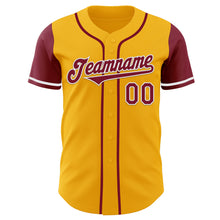 Load image into Gallery viewer, Custom Gold Crimson-White Authentic Two Tone Baseball Jersey