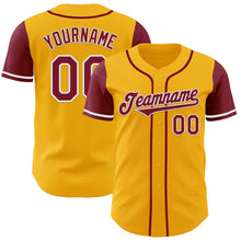 Load image into Gallery viewer, Custom Gold Crimson-White Authentic Two Tone Baseball Jersey