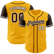 Load image into Gallery viewer, Custom Gold Brown-White Authentic Two Tone Baseball Jersey