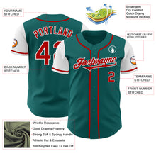Load image into Gallery viewer, Custom Teal Red-White Authentic Two Tone Baseball Jersey