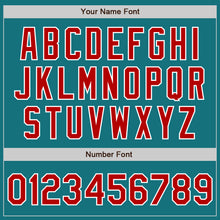Load image into Gallery viewer, Custom Teal Red-White Authentic Two Tone Baseball Jersey