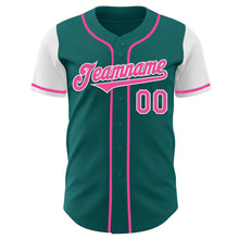 Load image into Gallery viewer, Custom Teal Pink-White Authentic Two Tone Baseball Jersey
