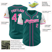 Load image into Gallery viewer, Custom Teal Pink-White Authentic Two Tone Baseball Jersey