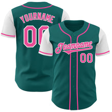 Load image into Gallery viewer, Custom Teal Pink-White Authentic Two Tone Baseball Jersey