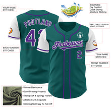 Load image into Gallery viewer, Custom Teal Purple-White Authentic Two Tone Baseball Jersey