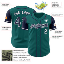 Load image into Gallery viewer, Custom Teal Navy-White Authentic Two Tone Baseball Jersey