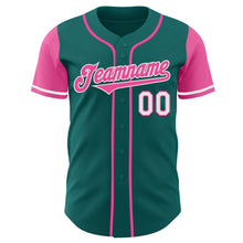Load image into Gallery viewer, Custom Teal Pink-White Authentic Two Tone Baseball Jersey