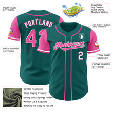 Load image into Gallery viewer, Custom Teal Pink-White Authentic Two Tone Baseball Jersey