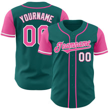 Load image into Gallery viewer, Custom Teal Pink-White Authentic Two Tone Baseball Jersey