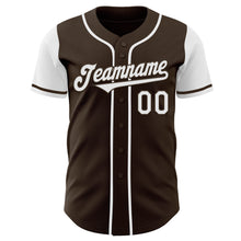 Load image into Gallery viewer, Custom Brown White Authentic Two Tone Baseball Jersey