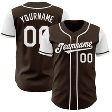 Load image into Gallery viewer, Custom Brown White Authentic Two Tone Baseball Jersey