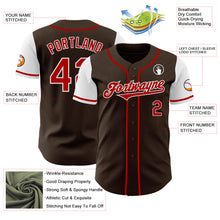 Load image into Gallery viewer, Custom Brown Red-White Authentic Two Tone Baseball Jersey