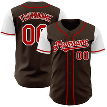 Load image into Gallery viewer, Custom Brown Red-White Authentic Two Tone Baseball Jersey