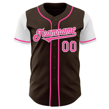 Load image into Gallery viewer, Custom Brown Pink-White Authentic Two Tone Baseball Jersey