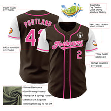 Load image into Gallery viewer, Custom Brown Pink-White Authentic Two Tone Baseball Jersey