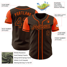 Load image into Gallery viewer, Custom Brown Orange Authentic Two Tone Baseball Jersey