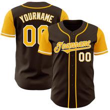 Load image into Gallery viewer, Custom Brown Gold-White Authentic Two Tone Baseball Jersey