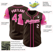 Load image into Gallery viewer, Custom Brown Pink-White Authentic Two Tone Baseball Jersey
