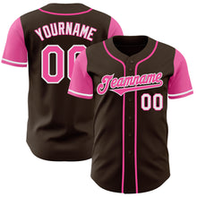 Load image into Gallery viewer, Custom Brown Pink-White Authentic Two Tone Baseball Jersey