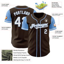 Load image into Gallery viewer, Custom Brown White-Light Blue Authentic Two Tone Baseball Jersey