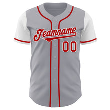Load image into Gallery viewer, Custom Gray Red-White Authentic Two Tone Baseball Jersey