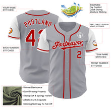 Load image into Gallery viewer, Custom Gray Red-White Authentic Two Tone Baseball Jersey